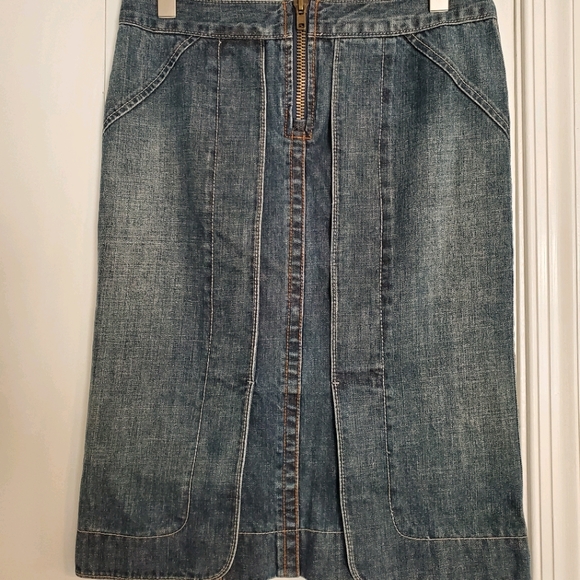 Armani Exchange Y2K Denim Kick Pleat Pencil Skirt - Picture 9 of 9